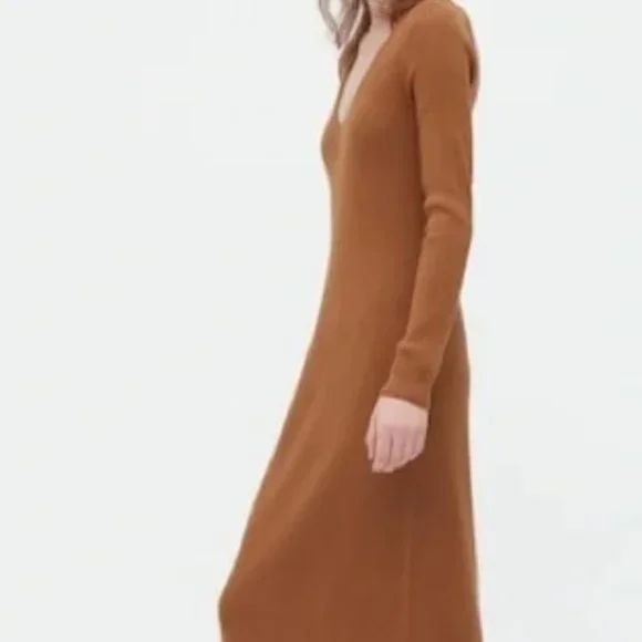 Uniqlo Ribbed Brown Dress Long Sleeve Size XS Uniqlo Ribbed Brown Dress Long Sleeve Size XS